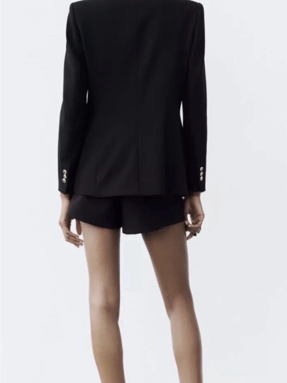 Zara Black Double-Breasted Blazer with Gold Buttons - Picture 5 of 6